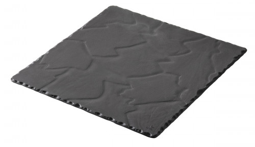 Assiette plate carré noir porcelaine culinaire 20x20 cm Basalt Revol