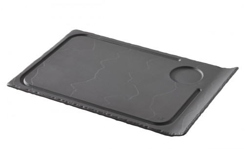 Assiette à steak rectangulaire noir porcelaine culinaire 33x22 cm Basalt Revol