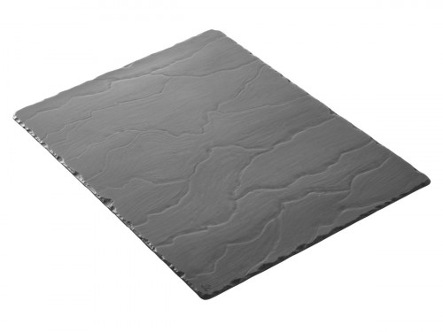 Plat rectangulaire noir porcelaine culinaire 40x30 cm Basalt Revol