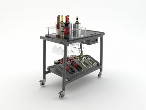 Chariot de service 2 plateaux gris bois Arianna Rocam