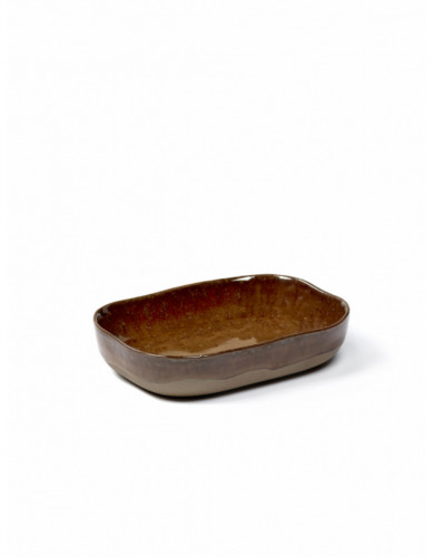 Coupelle rectangulaire brun grès émaillé 14,5x10,5 cm Merci Serax