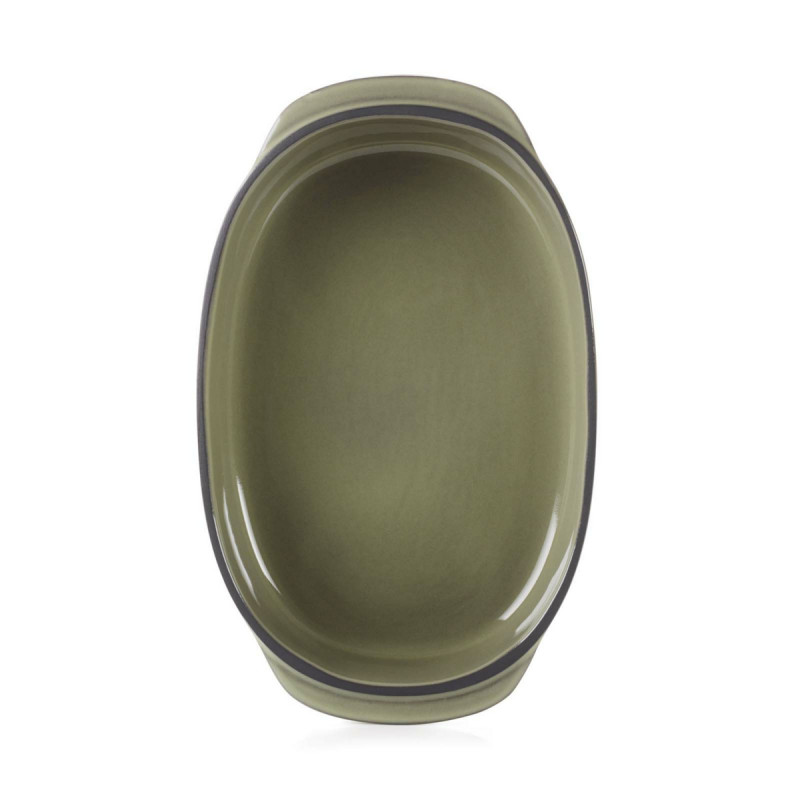 Plat ovale vert porcelaine 19 cm Caractere Revol