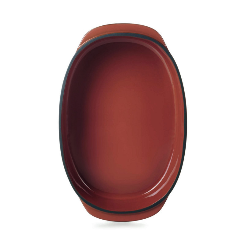 Plat ovale rouge porcelaine 26 cm Caractere Revol
