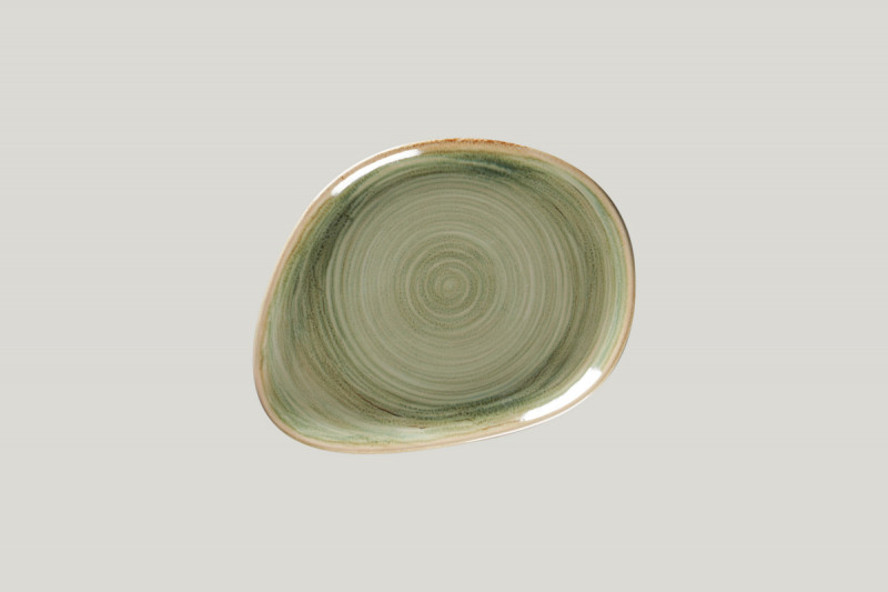 Assiette coupe plate triangulaire vert porcelaine 22x16,7 cm Rakstone Spot Rak