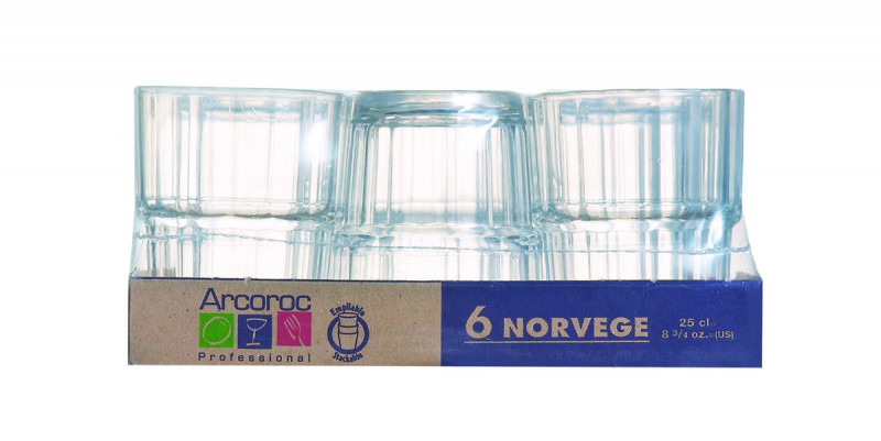 Gobelet forme basse verre trempé 25 cl Norvege Arcoroc