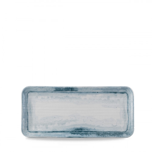 Assiette rectangulaire organique bleu porcelaine vitrifiée 35x16 cm Finca Dudson