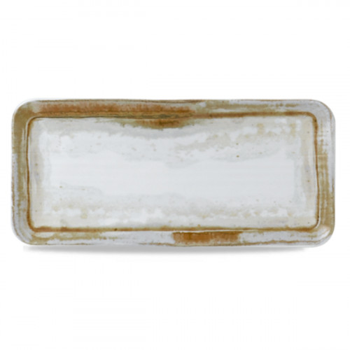 Assiette rectangulaire organique beige porcelaine vitrifiée 35x16 cm Finca Dudson