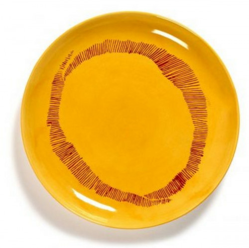 Assiette plate rond sunny yellow - stripes rouge grès émaillé Ø 26,5 cm Feast By Ottolenghi Serax