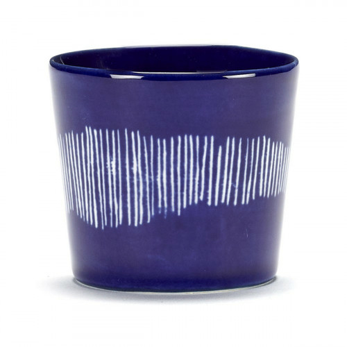 Tasse à café rond lapis lazuli swirl - stripes blancs grès émaillé 25 cl Ø 7,5 cm Feast By Ottolenghi Serax