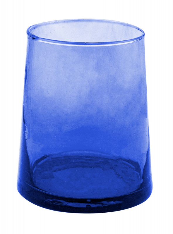 Gobelet forme basse en verre recyclé soufflé bouche bleu 25 cl Lily Pro.mundi
