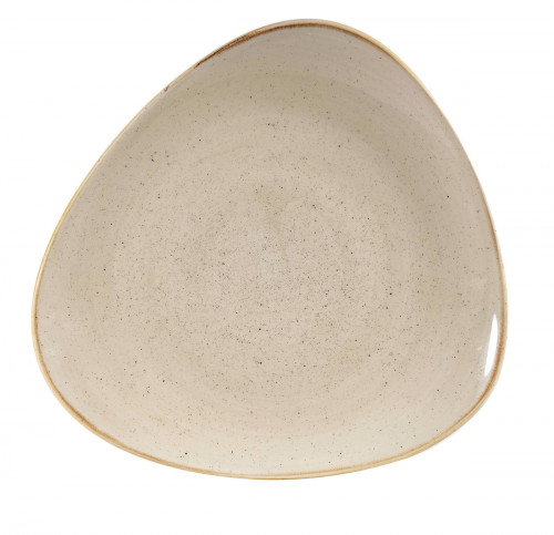 Assiette plate triangulaire Nutmeg Cream porcelaine vitrifiée 26,5 cm Stonecast Churchill