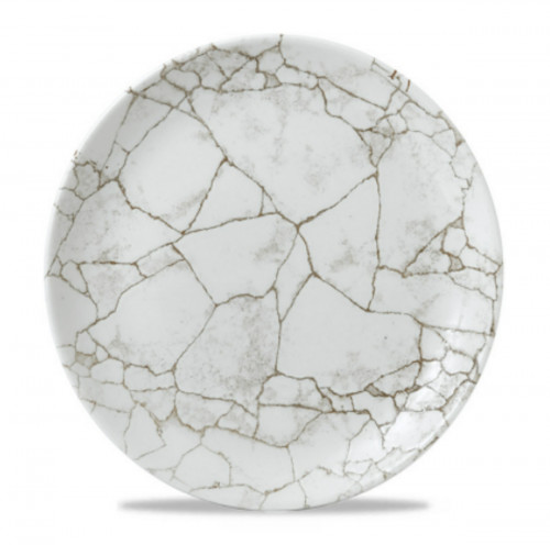 Assiette à bord droit rond Agate grey porcelaine vitrifiée Ø 21 cm Kintsugi Churchill