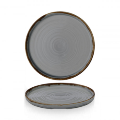 Assiette à bord droit rond gris porcelaine vitrifiée Ø 21 cm Harvest Dudson