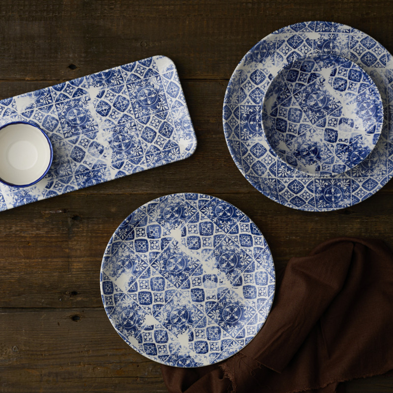 Assiette coupe plate rond bleu porcelaine Ø 21,7 cm Porto Dudson