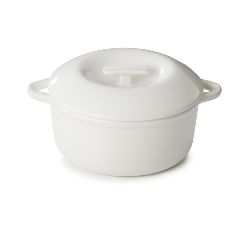 Cocotte avec couvercle rond Blanc albâtre porcelaine Ø 22 cm Bombance Revol