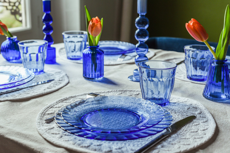 Assiette plate bleu marine verre trempé Ø 20,5 cm Picardie Duralex