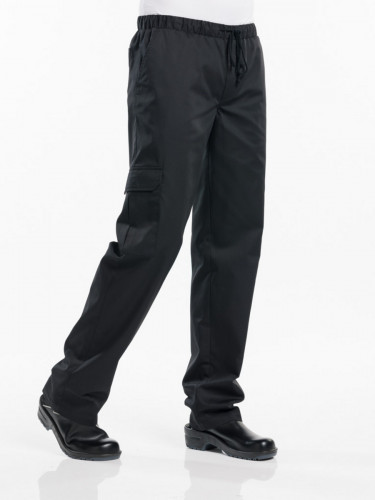 Pantalon de cuisinier noir XXL Baggy Chaud Devant