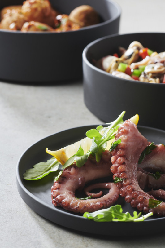 Assiette à bord droit rond noir porcelaine culinaire Ø 17 cm Caractère Revol