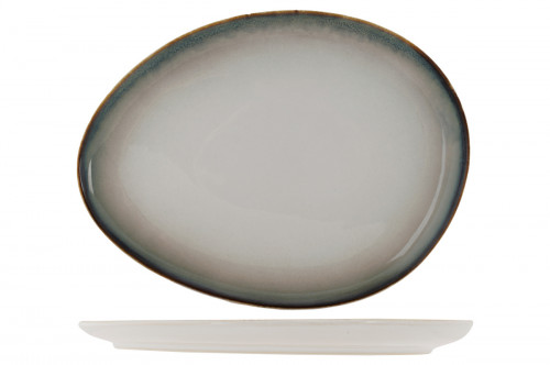 Assiette plate ovale blanc porcelaine 29,6x22,7 cm Akoya Proof